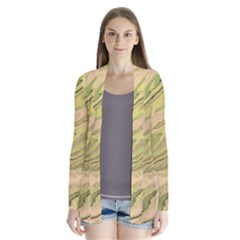 Green Pattern Texture Marble Drape Collar Cardigan by Wegoenart