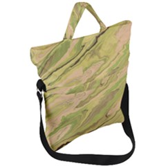 Green Pattern Texture Marble Fold Over Handle Tote Bag by Wegoenart