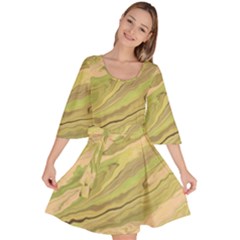 Green Pattern Texture Marble Velour Kimono Dress by Wegoenart