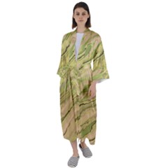 Green Pattern Texture Marble Maxi Satin Kimono