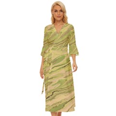 Green Pattern Texture Marble Midsummer Wrap Dress by Wegoenart