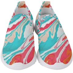 Stone Marble Texturw Pattern Kids  Slip On Sneakers by Wegoenart