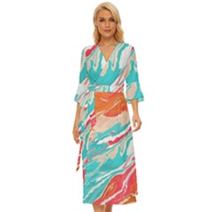 Stone Marble Texturw Pattern Midsummer Wrap Dress by Wegoenart