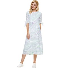 Illustration Marble Texture Marble Painting Bow Sleeve Chiffon Midi Dress by Wegoenart