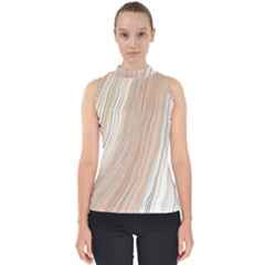 Marble Texture Marble Painting Mock Neck Shell Top by Wegoenart