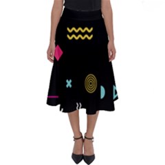 Illustration Geometric Art Colorful Shapes Perfect Length Midi Skirt by Wegoenart