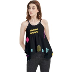 Illustration Geometric Art Colorful Shapes Flowy Camisole Tank Top by Wegoenart