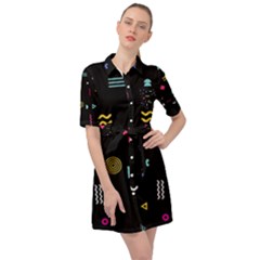 Illustration Geometric Art Colorful Shapes Belted Shirt Dress by Wegoenart