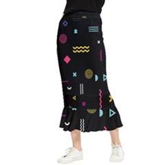 Illustration Geometric Art Colorful Shapes Maxi Fishtail Chiffon Skirt by Wegoenart