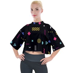 Illustration Geometric Art Colorful Shapes Mock Neck Tee by Wegoenart