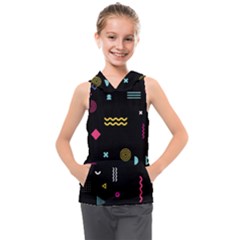 Illustration Geometric Art Colorful Shapes Kids  Sleeveless Hoodie by Wegoenart