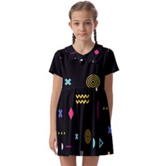 Illustration Geometric Art Colorful Shapes Kids  Asymmetric Collar Dress by Wegoenart