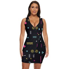 Illustration Geometric Art Colorful Shapes Draped Bodycon Dress by Wegoenart