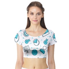 Pattern Business Graphics Seamless Short Sleeve Crop Top by Wegoenart