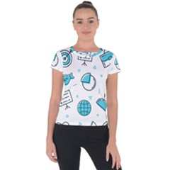 Pattern Business Graphics Seamless Short Sleeve Sports Top  by Wegoenart