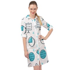 Pattern Business Graphics Seamless Long Sleeve Mini Shirt Dress by Wegoenart