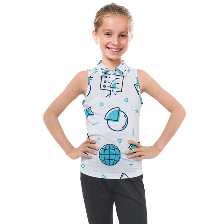 Pattern Business Graphics Seamless Kids  Sleeveless Polo Tee