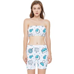 Pattern Business Graphics Seamless Stretch Shorts And Tube Top Set by Wegoenart