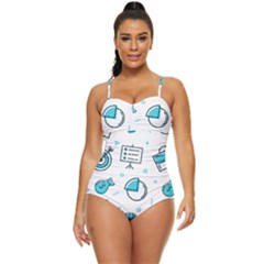 Pattern Business Graphics Seamless Retro Full Coverage Swimsuit by Wegoenart