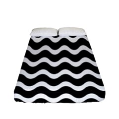 Illustration Black White Wave Pattern Wavy Halftone Fitted Sheet (full/ Double Size) by Wegoenart