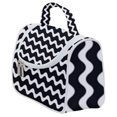 Illustration Black White Wave Pattern Wavy Halftone Satchel Handbag by Wegoenart