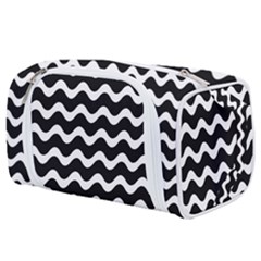 Illustration Black White Wave Pattern Wavy Halftone Toiletries Pouch by Wegoenart