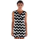 Illustration Black White Wave Pattern Wavy Halftone Wrap Front Bodycon Dress View1