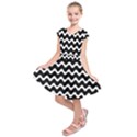 Illustration Black White Wave Pattern Wavy Halftone Kids  Short Sleeve Dress View1