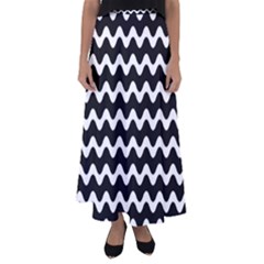 Illustration Black White Wave Pattern Wavy Halftone Flared Maxi Skirt by Wegoenart