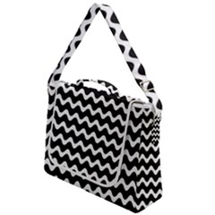 Illustration Black White Wave Pattern Wavy Halftone Box Up Messenger Bag by Wegoenart