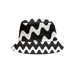 Illustration Black White Wave Pattern Wavy Halftone Bucket Hat (kids) by Wegoenart