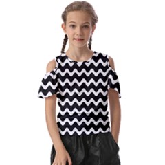 Illustration Black White Wave Pattern Wavy Halftone Kids  Butterfly Cutout Tee by Wegoenart