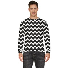 Illustration Black White Wave Pattern Wavy Halftone Men s Fleece Sweatshirt by Wegoenart