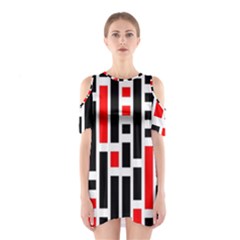 Illustration Background Geometric Pattern Shoulder Cutout One Piece Dress by Wegoenart