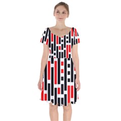 Illustration Background Geometric Pattern Short Sleeve Bardot Dress by Wegoenart