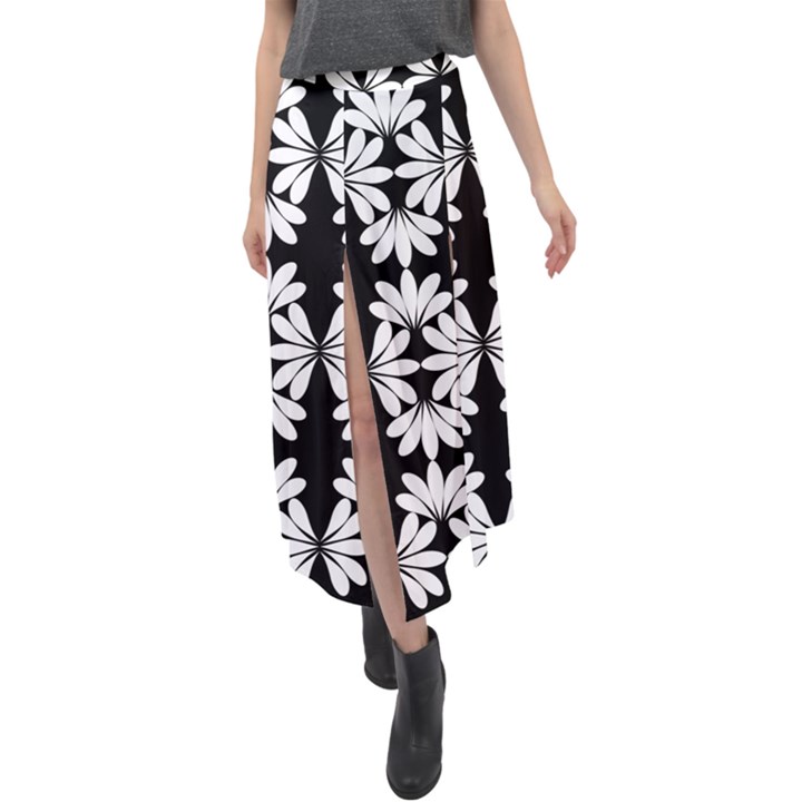 Illustration Floral Pattern Floral Background Velour Split Maxi Skirt