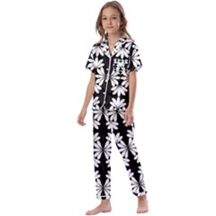 Illustration Floral Pattern Floral Background Kids  Satin Short Sleeve Pajamas Set