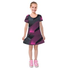 Illustration Hexagon Geometric Art Design Kids  Short Sleeve Velvet Dress by Wegoenart