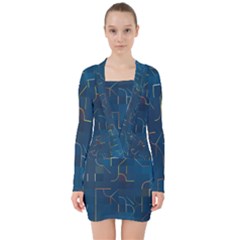 Illustration Abstract Art Artistic Celebration V-neck Bodycon Long Sleeve Dress by Wegoenart