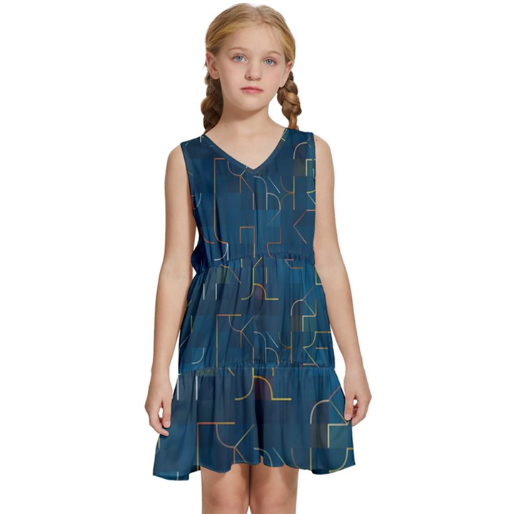 Illustration Abstract Art Artistic Celebration Kids  Sleeveless Tiered Mini Dress