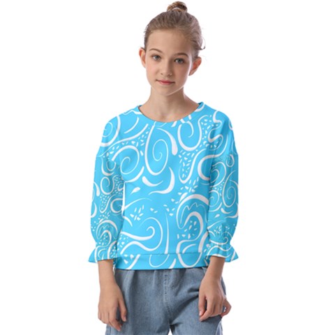 Illustration Scribble Reason Design Pattern Kids  Cuff Sleeve Top by Wegoenart