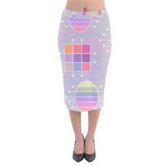 Illustration Pastel Shape Geometric Velvet Midi Pencil Skirt by Wegoenart