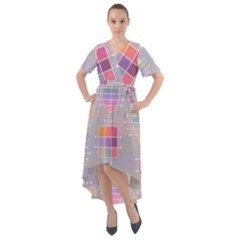 Illustration Pastel Shape Geometric Front Wrap High Low Dress by Wegoenart