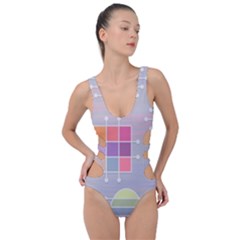 Illustration Pastel Shape Geometric Side Cut Out Swimsuit by Wegoenart