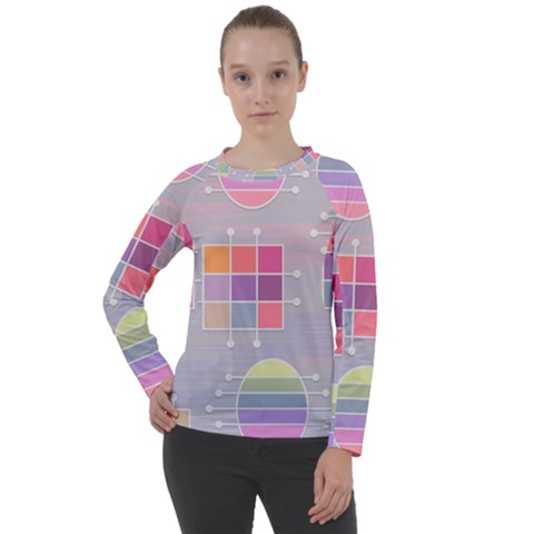 Illustration Pastel Shape Geometric Women s Long Sleeve Raglan Tee by Wegoenart