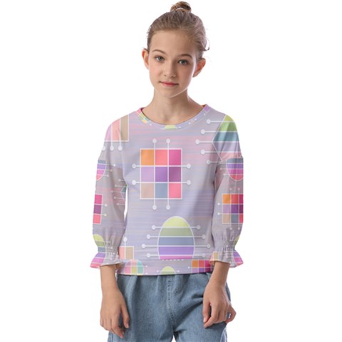 Illustration Pastel Shape Geometric Kids  Cuff Sleeve Top by Wegoenart