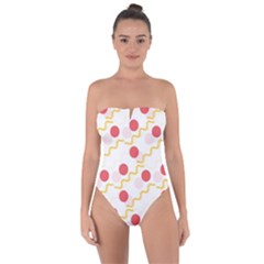 Line Patter Dots Dot Lines Decorative Tie Back One Piece Swimsuit by Wegoenart