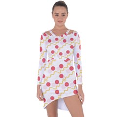 Line Patter Dots Dot Lines Decorative Asymmetric Cut-out Shift Dress by Wegoenart