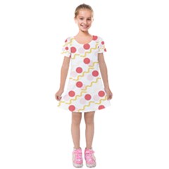 Line Patter Dots Dot Lines Decorative Kids  Short Sleeve Velvet Dress by Wegoenart