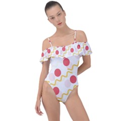 Line Patter Dots Dot Lines Decorative Frill Detail One Piece Swimsuit by Wegoenart